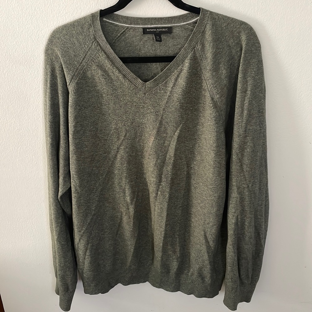 Olive green v-neck sweater by Banana Republic